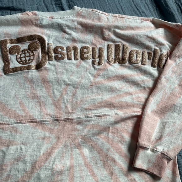 Pink Tie-Dye Disney World Spirit Jersey w/ rose gold puff ink lettering Small - Picture 7 of 8